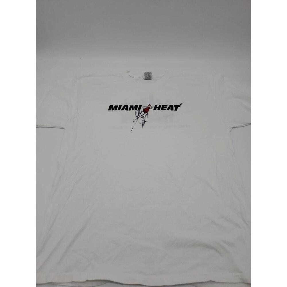 Miami Heat Of The Loom Heavy Cotton Xl White Signed In 04 Men Shirt0141